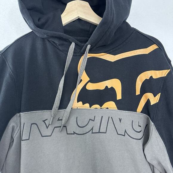 Vtg Y2K Fox Racing Hoodie Mens Medium Two Tone AOP Sleeve Hit Grunge Motocross - Picture 4 of 11